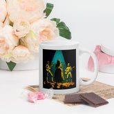 NS-851 White Glossy Mug front view on wooden table.